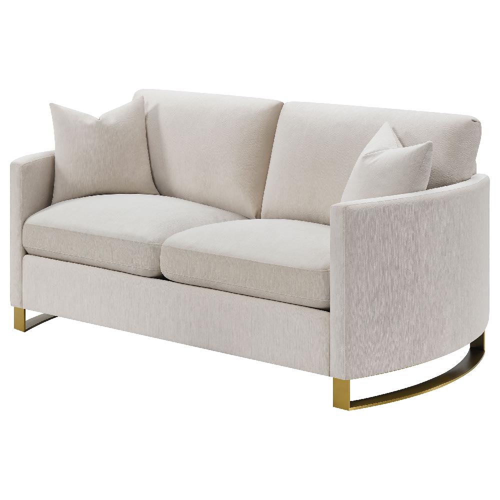 Coaster Corliss Upholstered Curved Track Arm Loveseat Beige