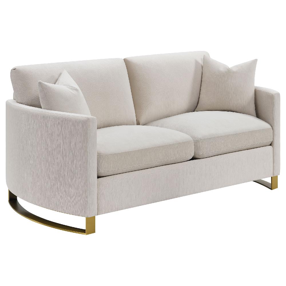 coaster Corliss Upholstered Curved Track Arm Loveseat Beige