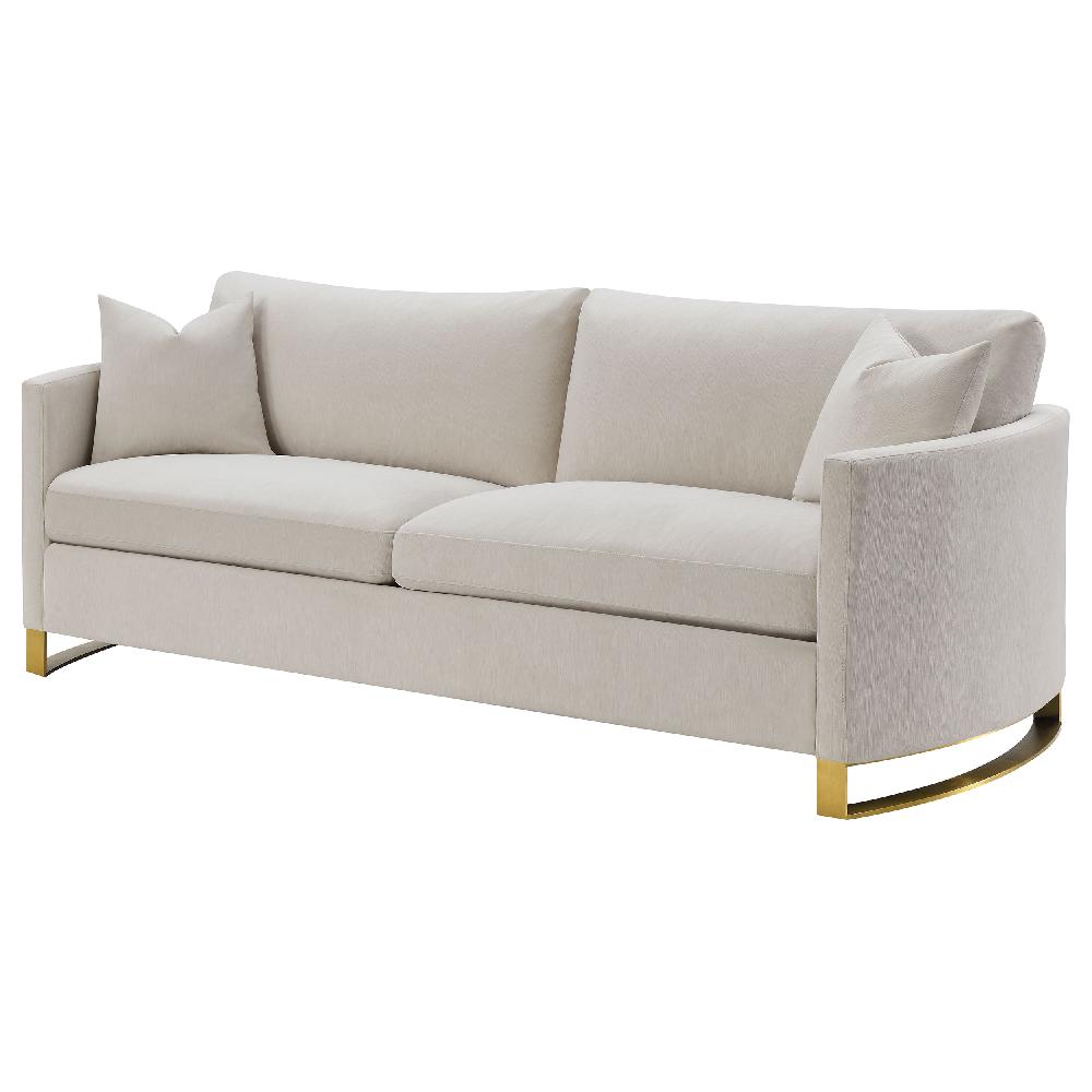 Coaster Corliss Upholstered Curved Track Arm Sofa Beige