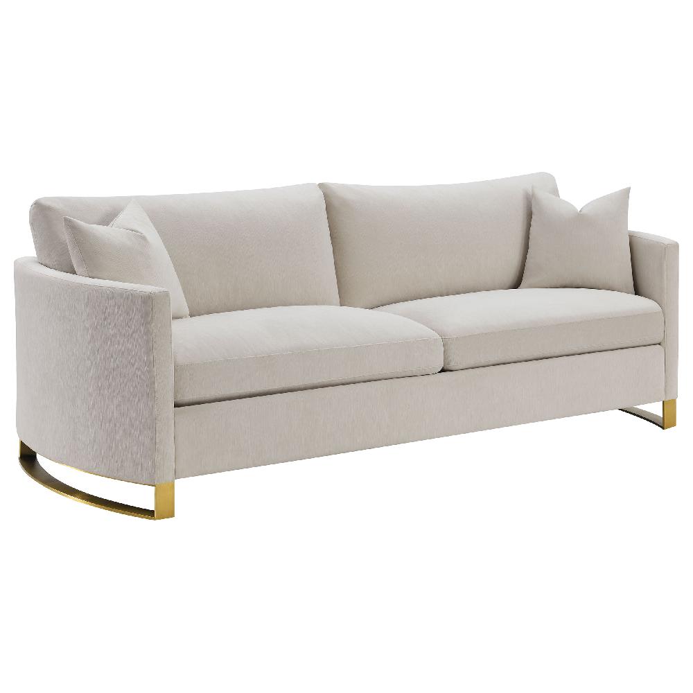 coaster Corliss Upholstered Curved Track Arm Sofa Beige