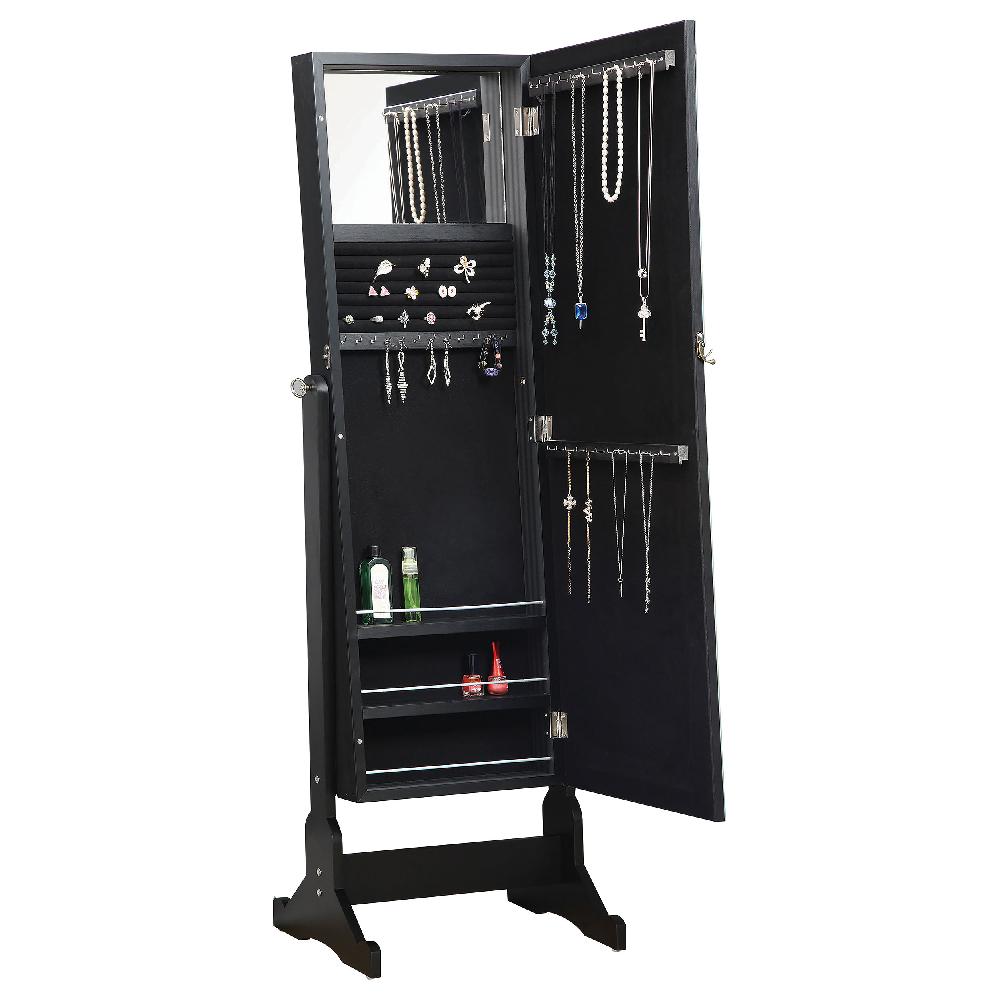 Coaster Cortez Cheval Mirror With Jewelry Storage Black