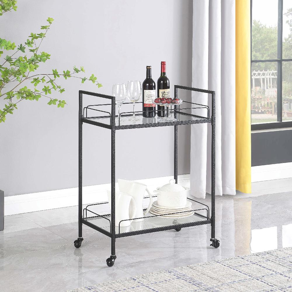 Coaster Curltis 2-tier Rectangular Glass Shelf Metal Bar Cart Black