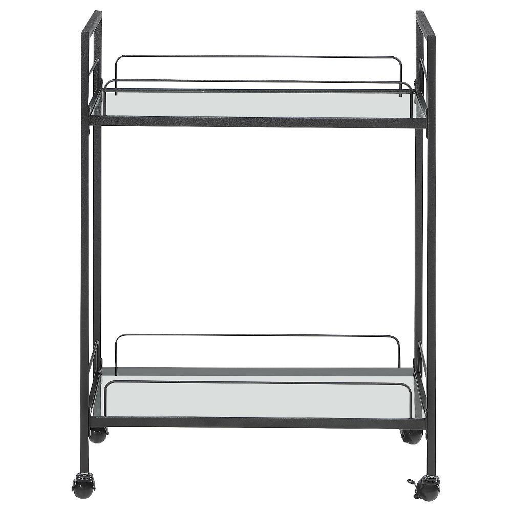 Coaster Curltis 2-tier Rectangular Glass Shelf Metal Bar Cart Black