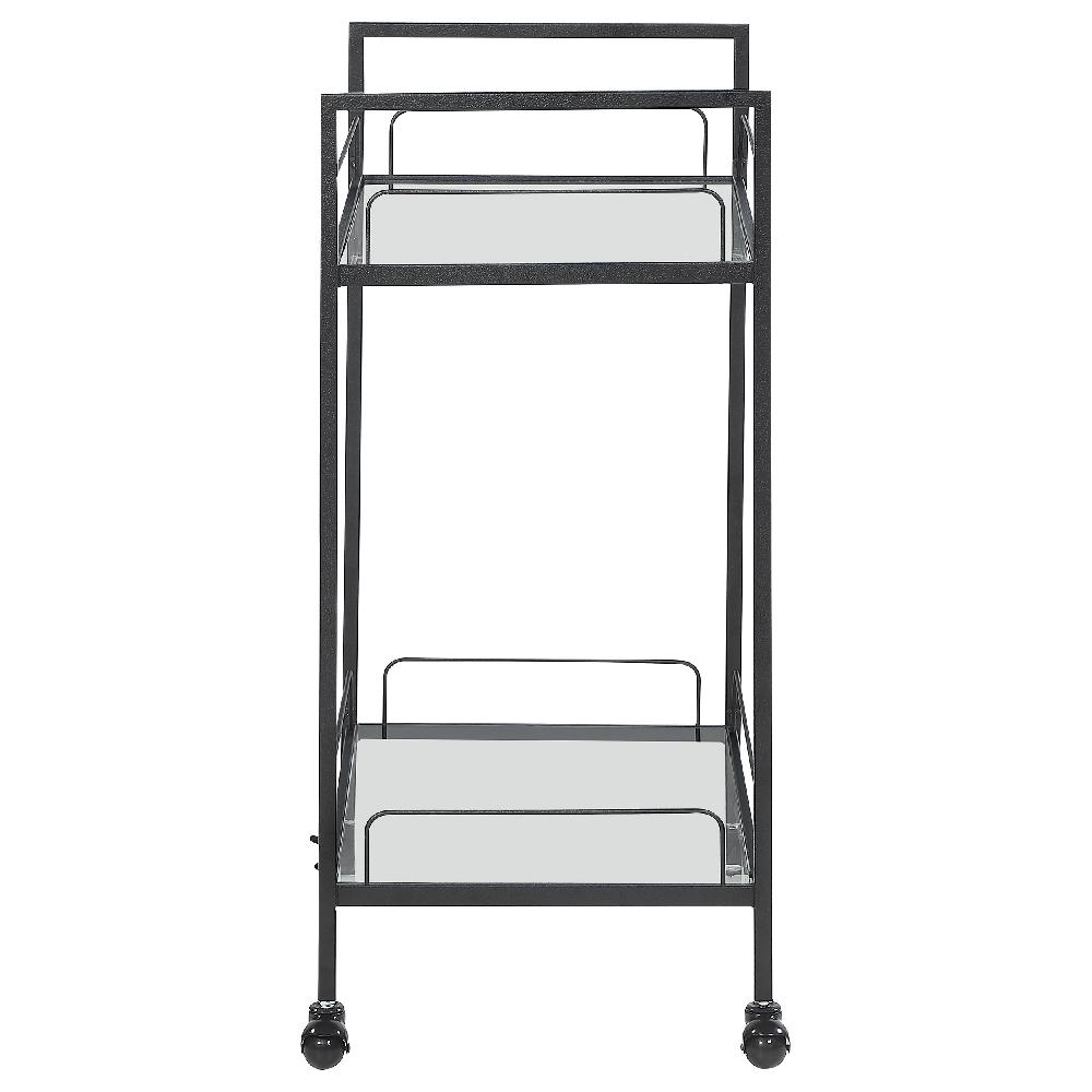 Coaster Curltis 2-tier Rectangular Glass Shelf Metal Bar Cart Black
