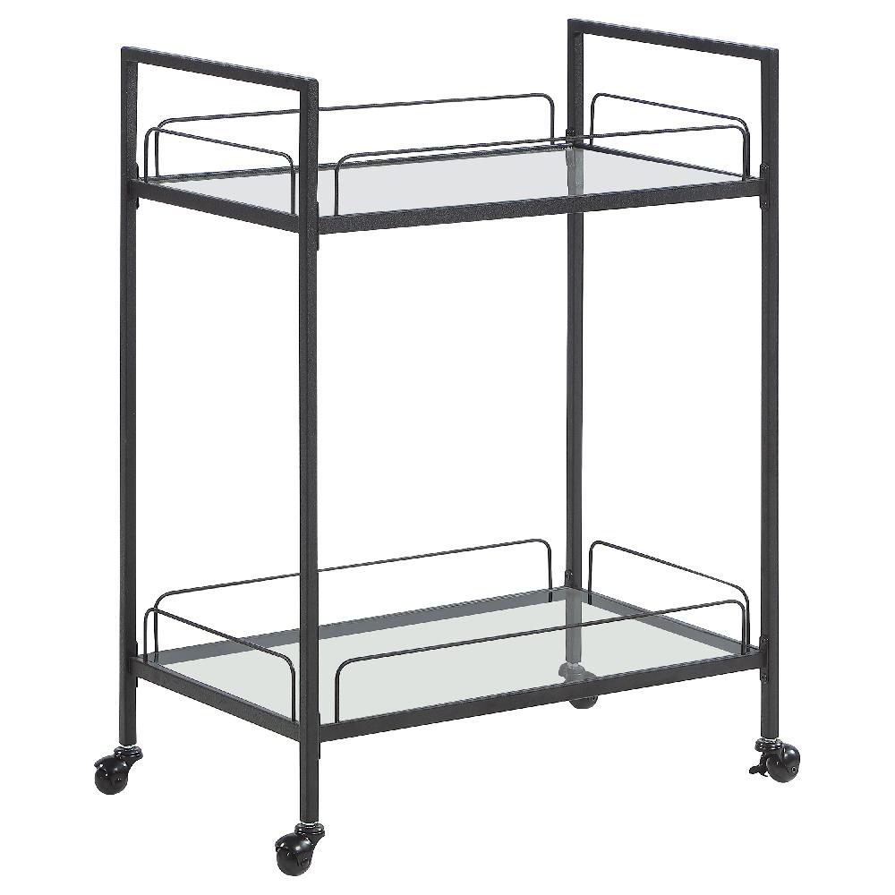 coaster Curltis 2-tier Rectangular Glass Shelf Metal Bar Cart Black