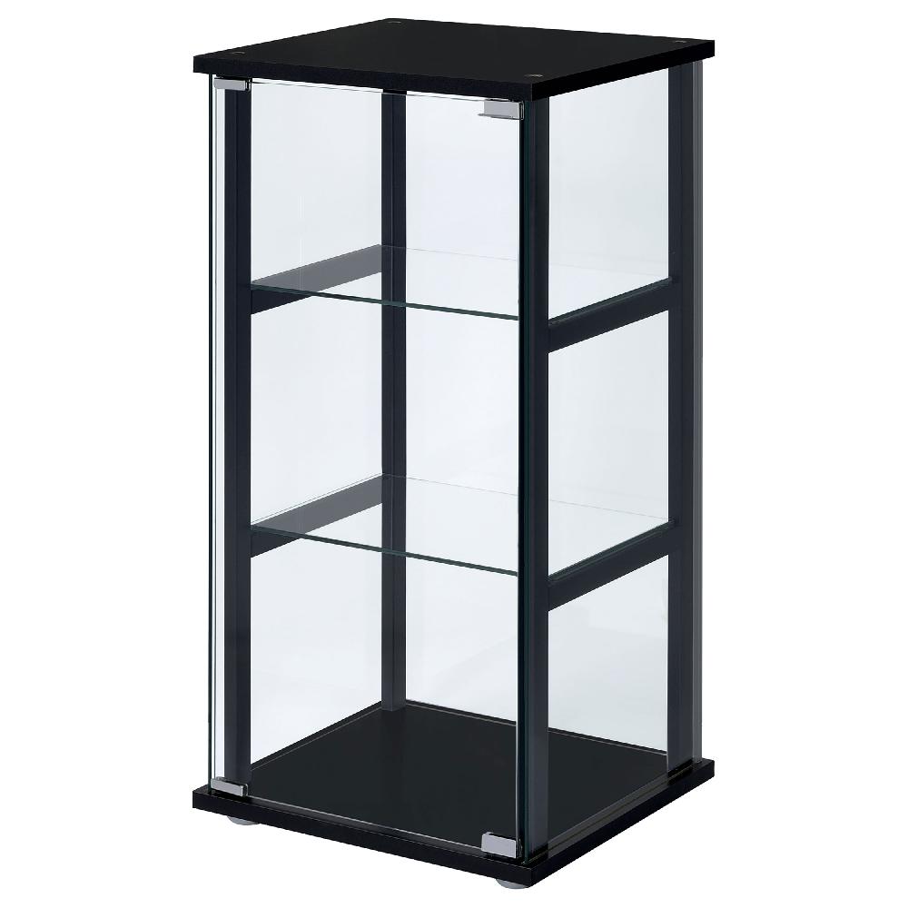 Coaster Cyclamen 3-shelf Clear Glass Curio Display Cabinet Black