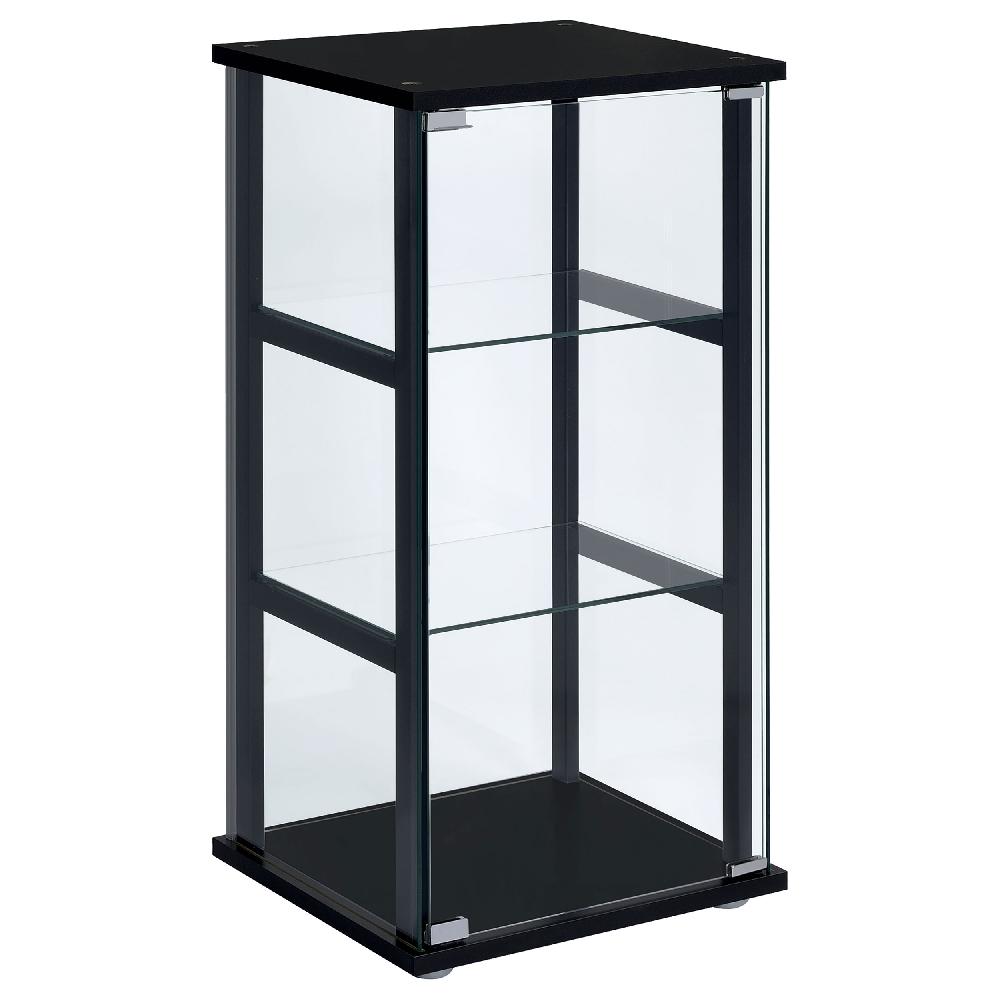 coaster Cyclamen 3-shelf Clear Glass Curio Display Cabinet Black