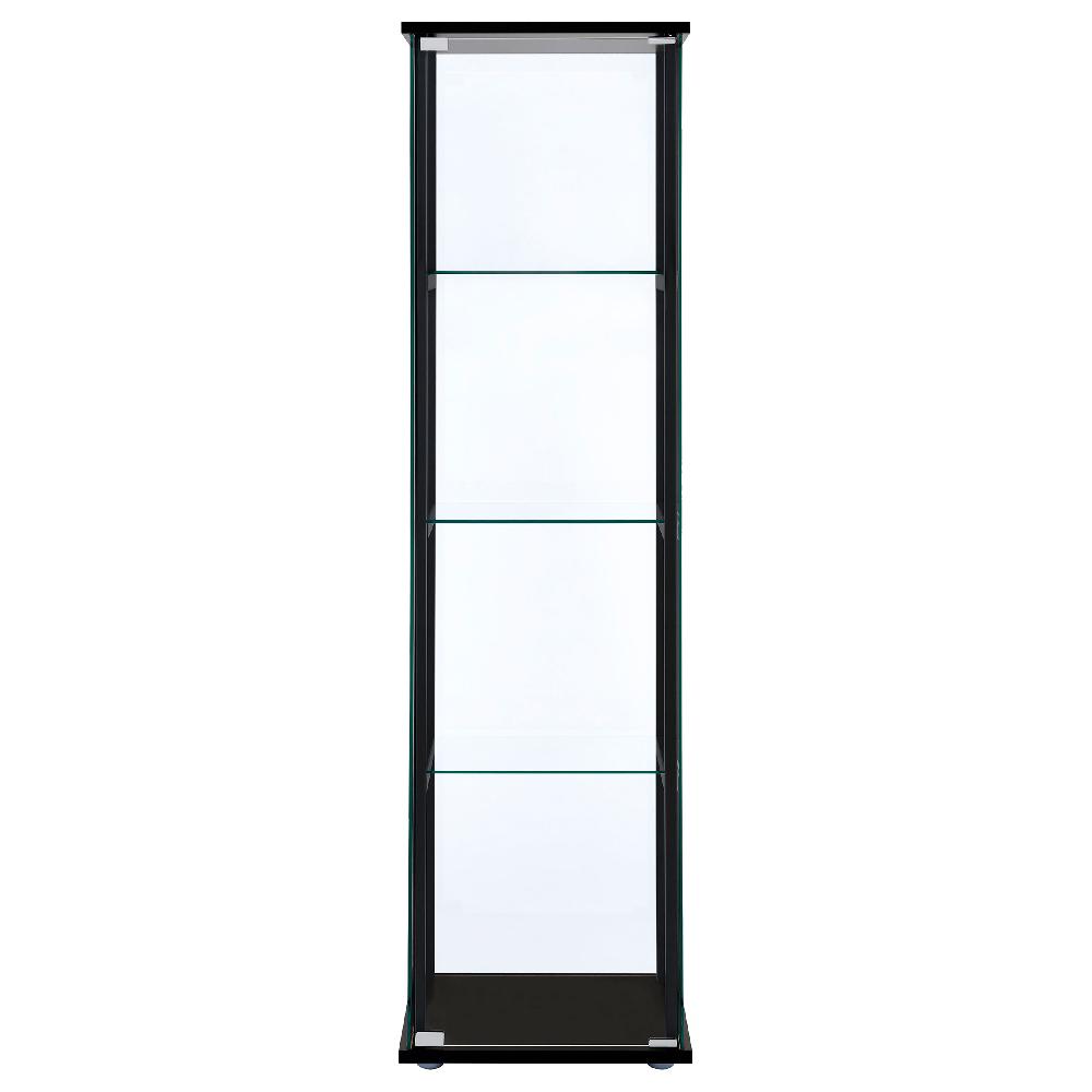 Coaster Cyclamen 4-shelf Clear Glass Curio Display Cabinet Black