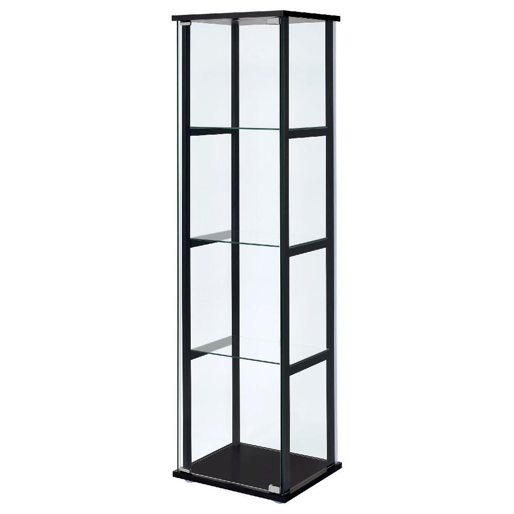 Coaster Cyclamen 4-shelf Clear Glass Curio Display Cabinet Black