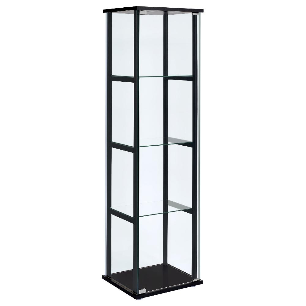 coaster Cyclamen 4-shelf Clear Glass Curio Display Cabinet Black
