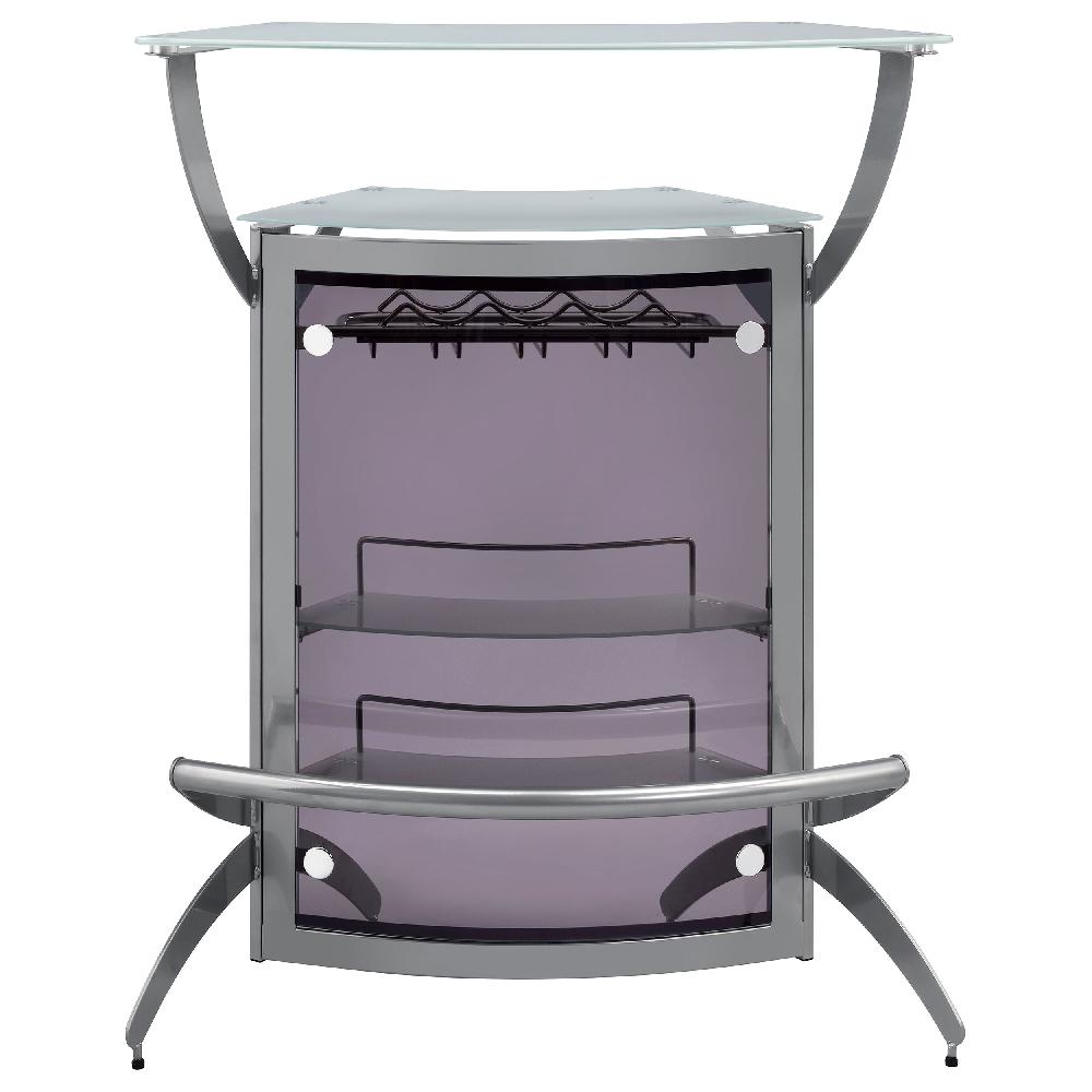 Coaster Dallas 2-shelf Curved Freestanding Home Bar Cabinet Silver