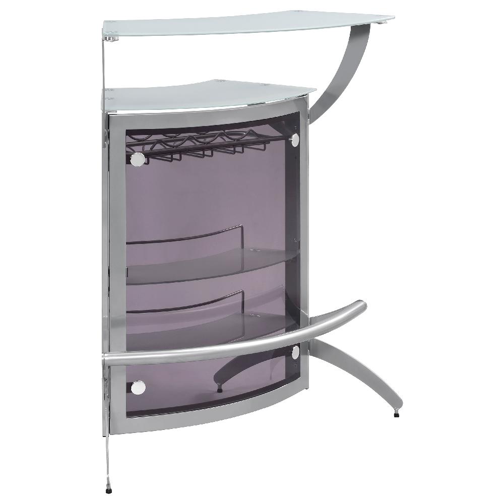 coaster Dallas 2-shelf Curved Freestanding Home Bar Cabinet Silver