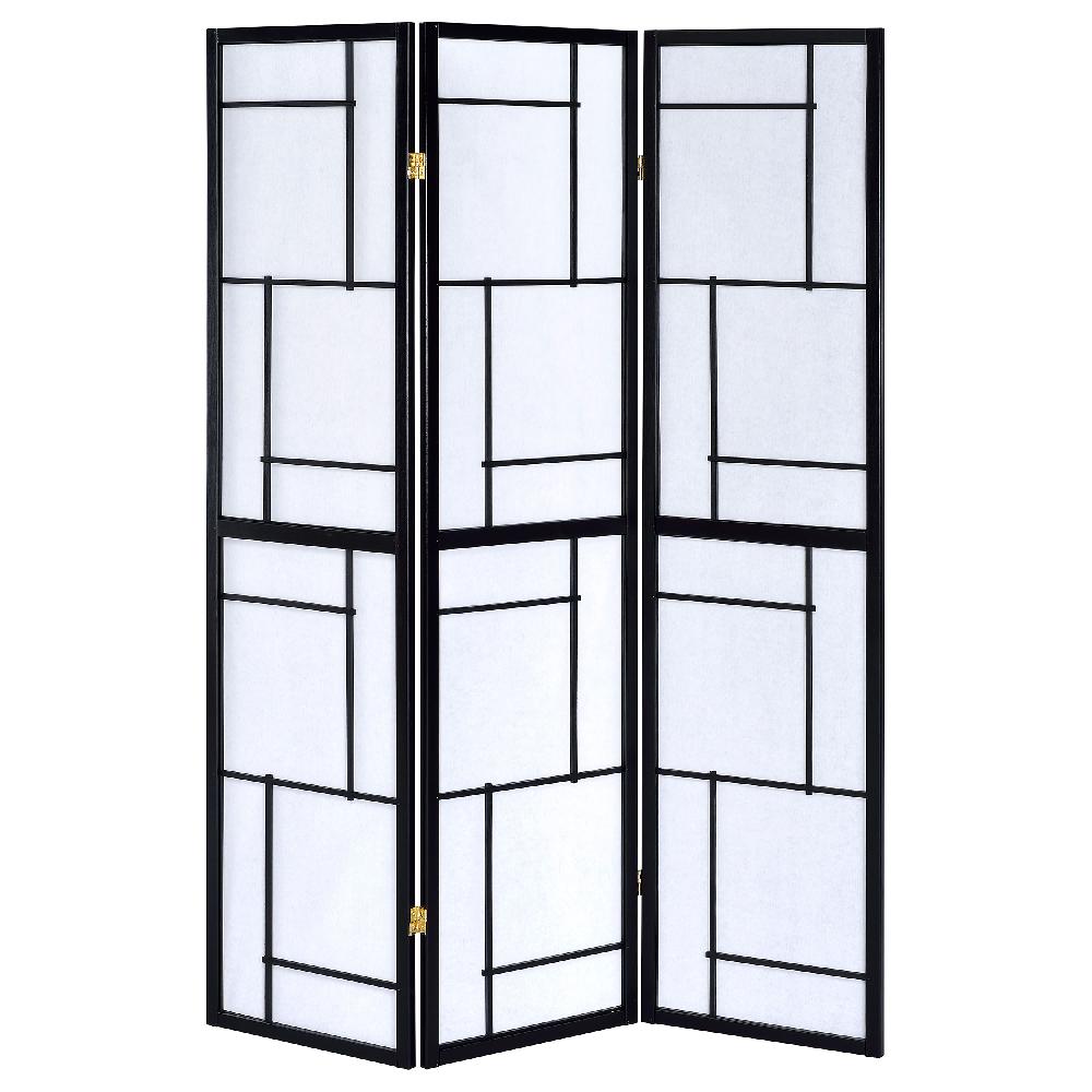 Coaster Damis 3-Panel Room Divider Folding Shoji Screen Black