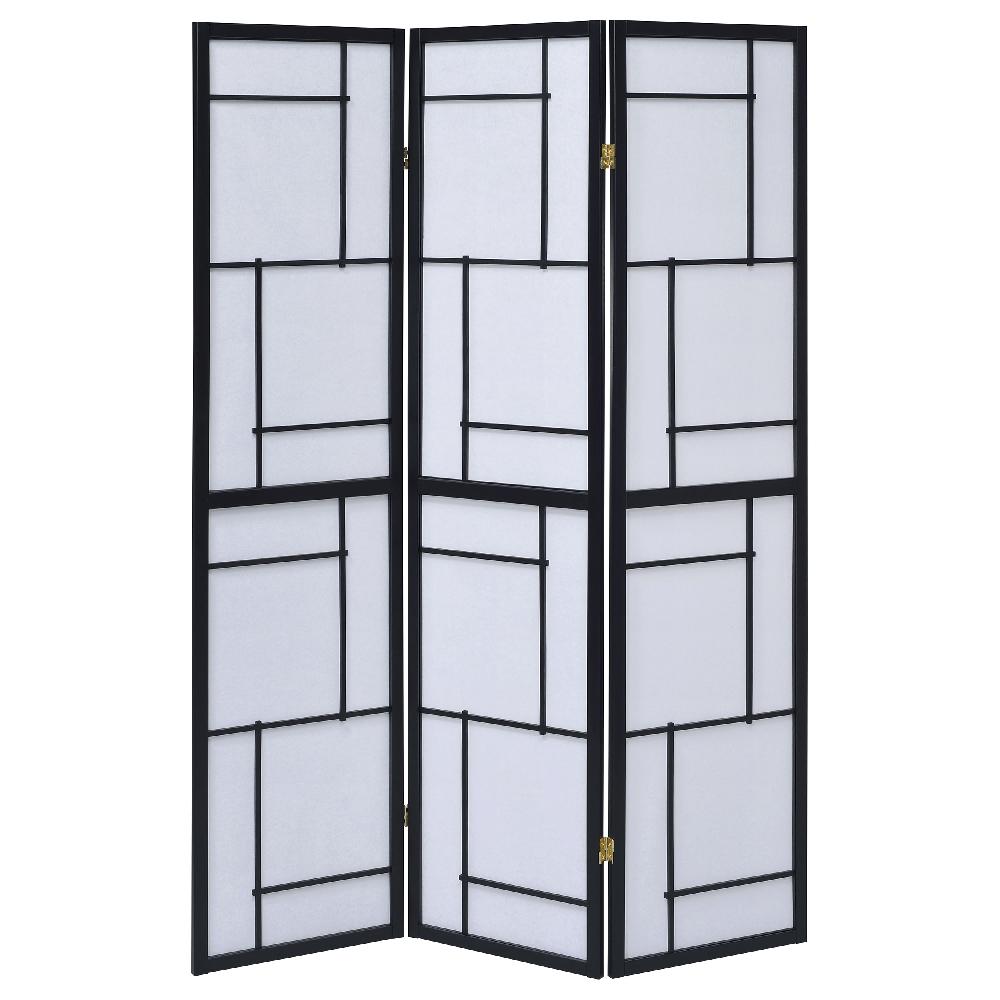 Coaster Damis 3-Panel Room Divider Folding Shoji Screen Black
