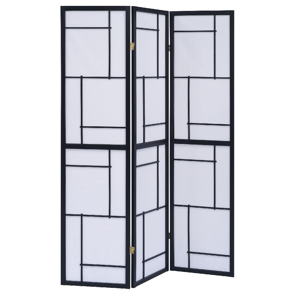 coaster Damis 3-Panel Room Divider Folding Shoji Screen Black