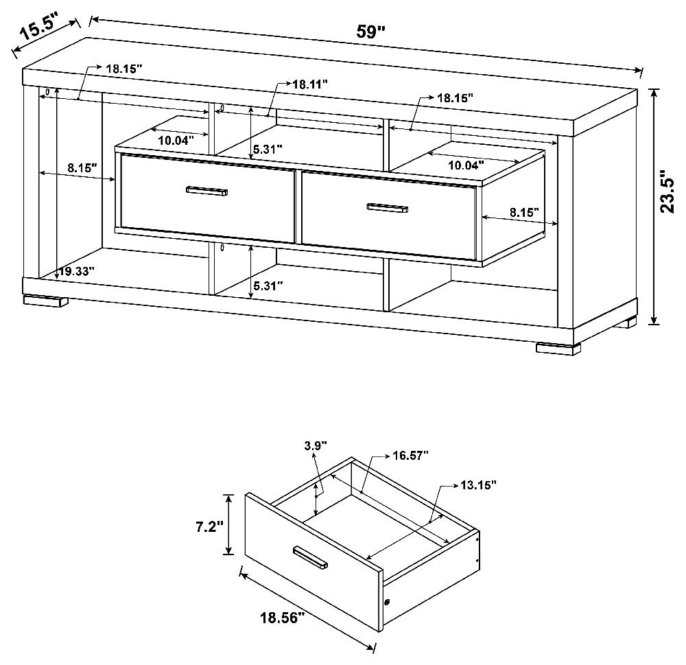 Coaster Darien 2-drawer Engineered Wood 59-inch TV Stand White