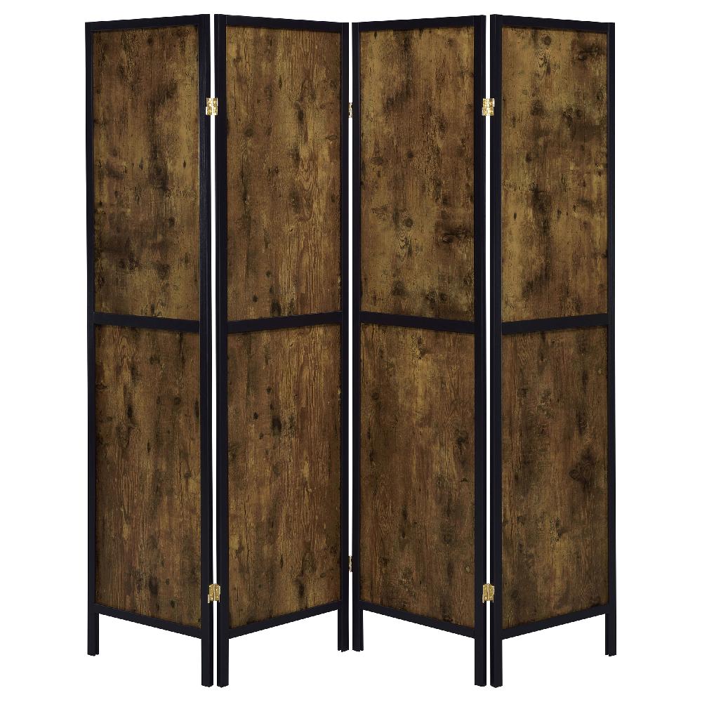 Coaster Deepika 4-Panel Room Divider Folding Screen Rustic Nutmeg