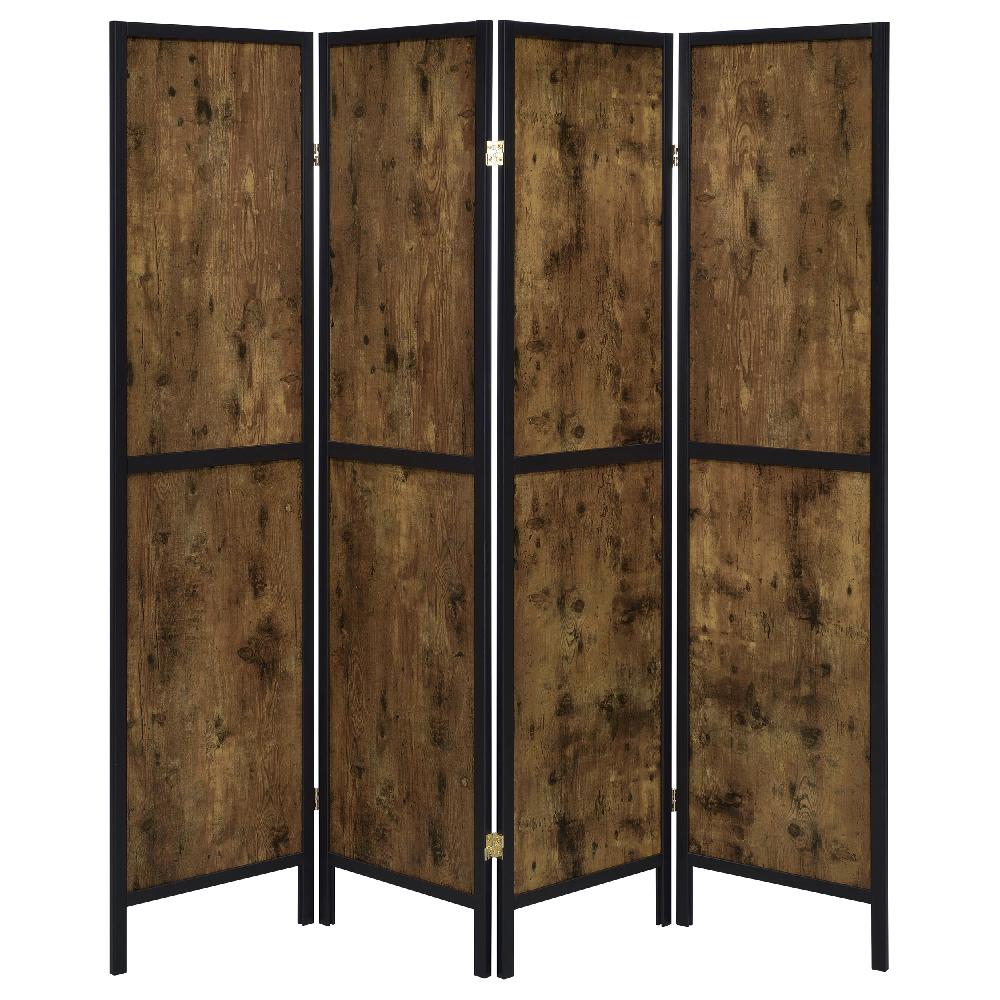 Coaster Deepika 4-Panel Room Divider Folding Screen Rustic Nutmeg