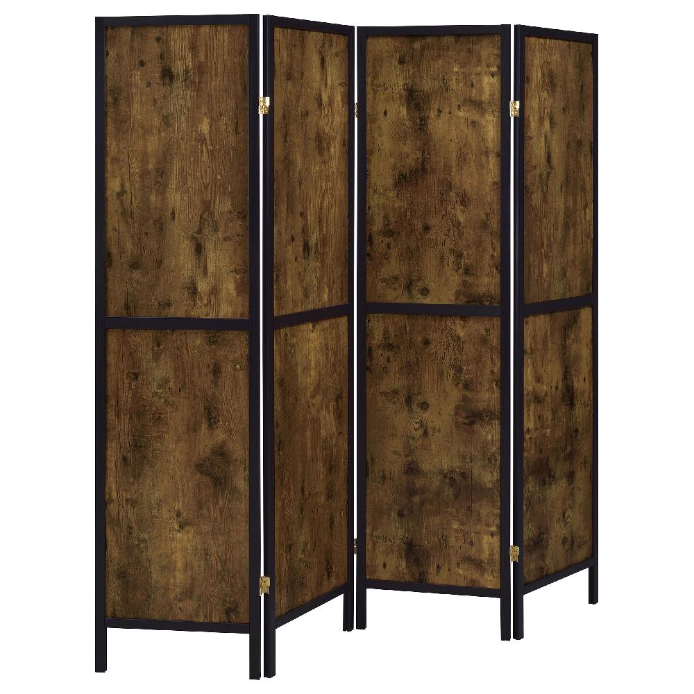 coaster Deepika 4-Panel Room Divider Folding Screen Rustic Nutmeg