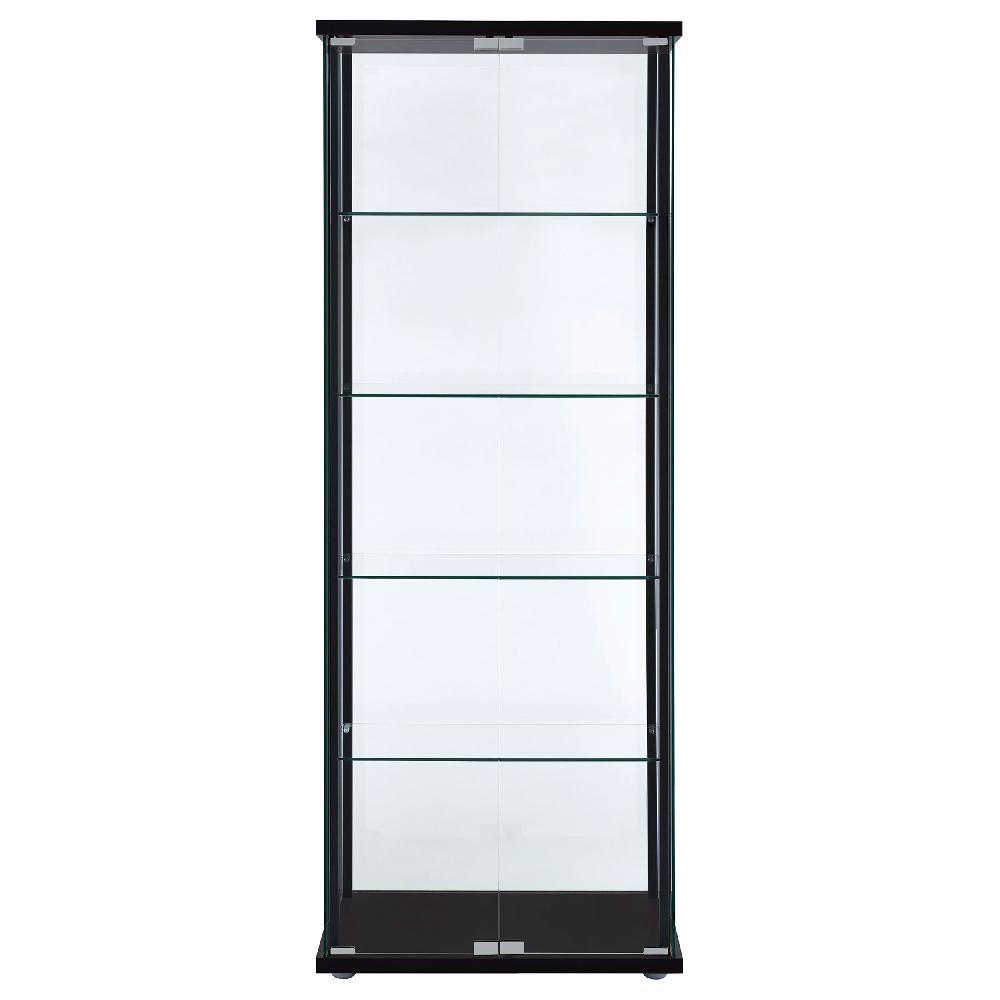 Coaster Delphinium 5-shelf Clear Glass Curio Display Cabinet Black