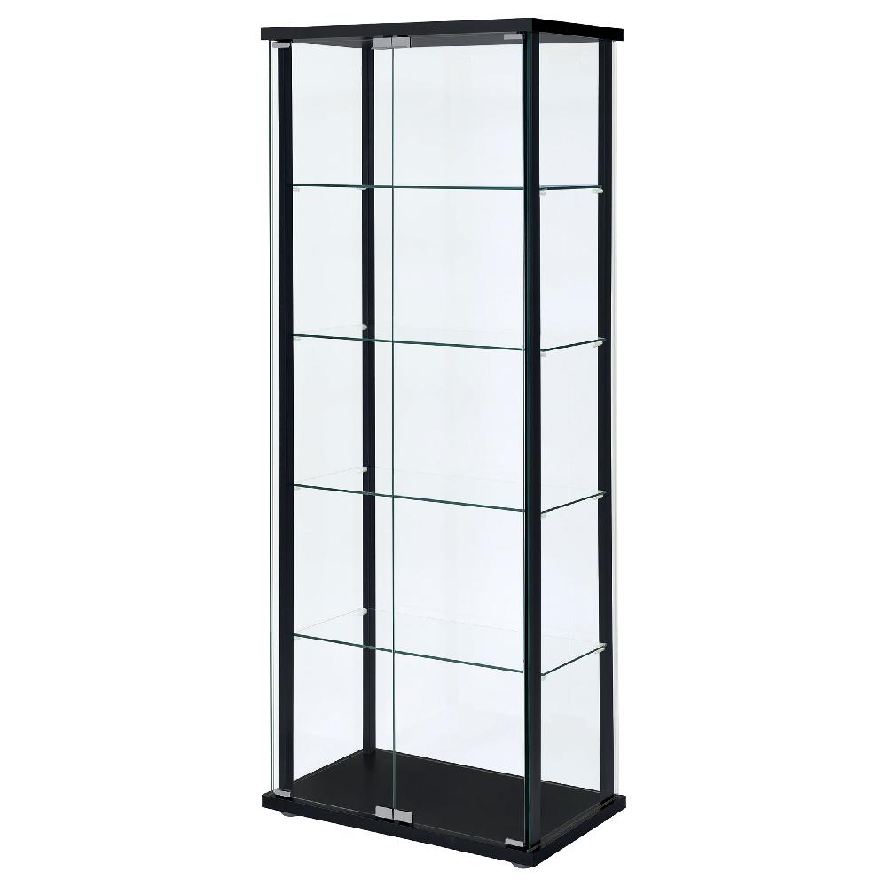 Coaster Delphinium 5-shelf Clear Glass Curio Display Cabinet Black