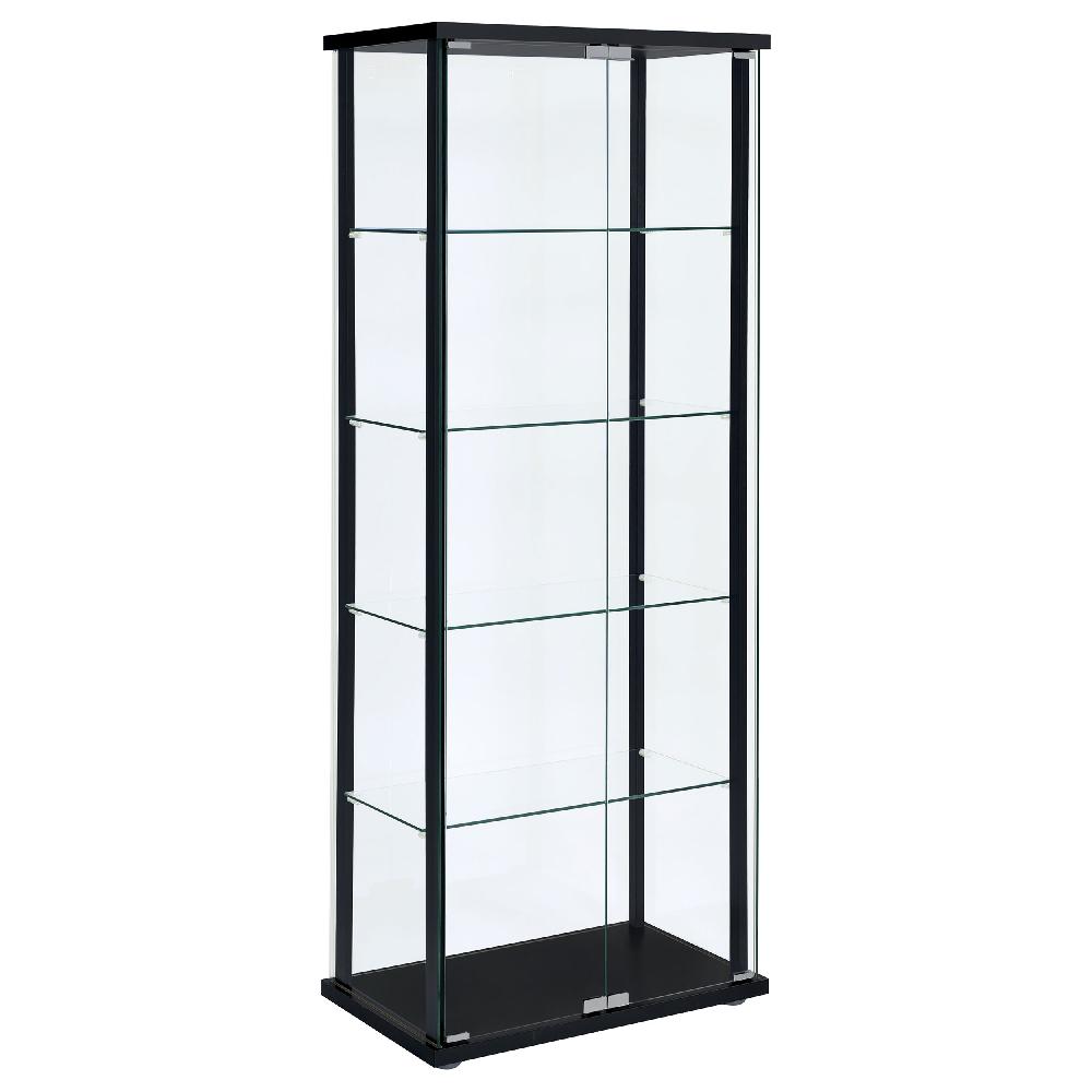 coaster Delphinium 5-shelf Clear Glass Curio Display Cabinet Black