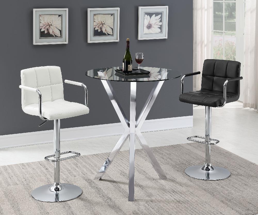 Coaster Denali Round 35-inch Glass Top Bistro Bar Table Chrome