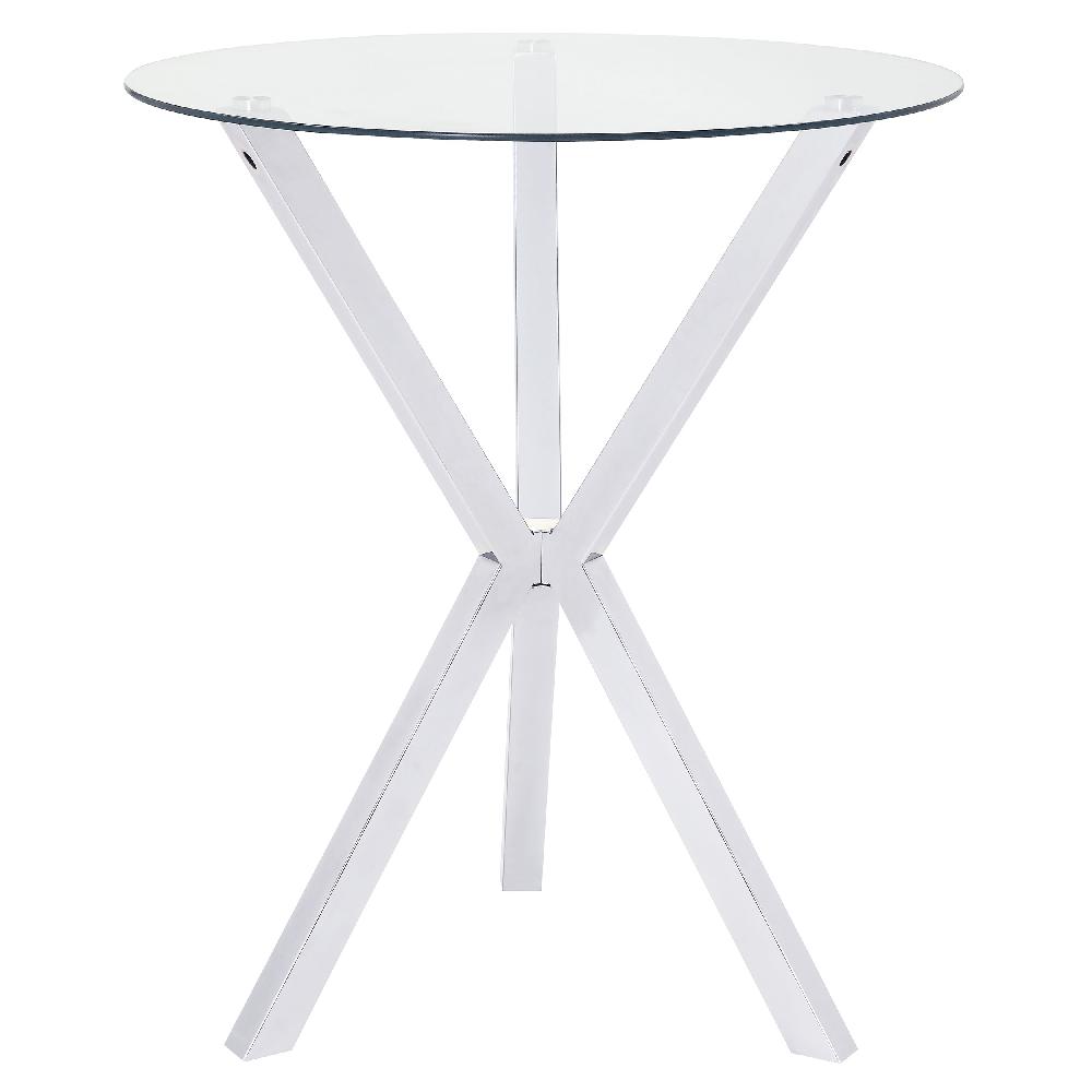 coaster Denali Round 35-inch Glass Top Bistro Bar Table Chrome