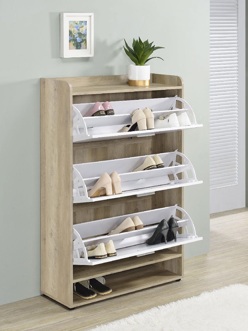 Coaster Denia 3-tier Engineered Wood Shoe Cabinet White