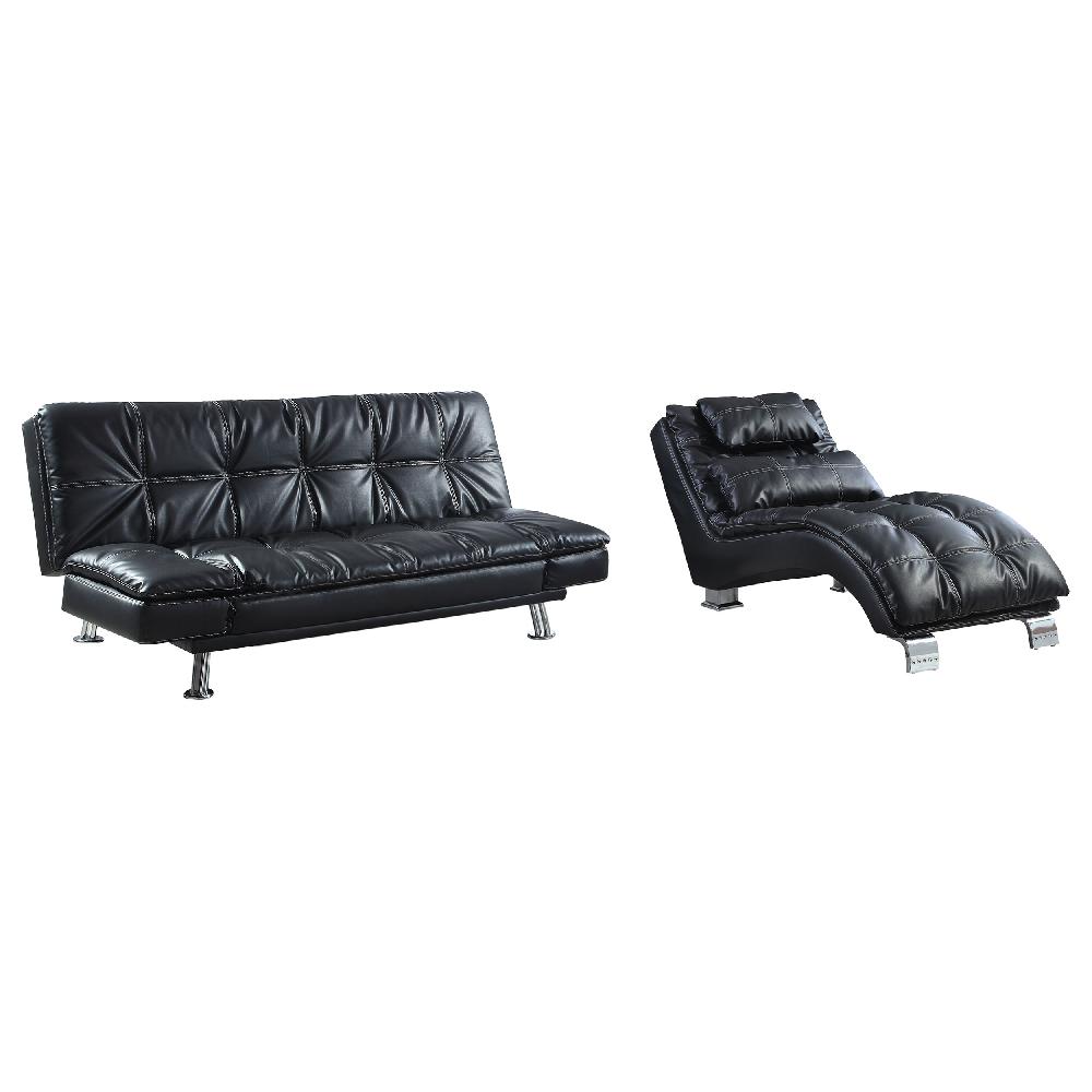 Coaster Dilleston Faux Leather Upholstered Tufted Chaise Black
