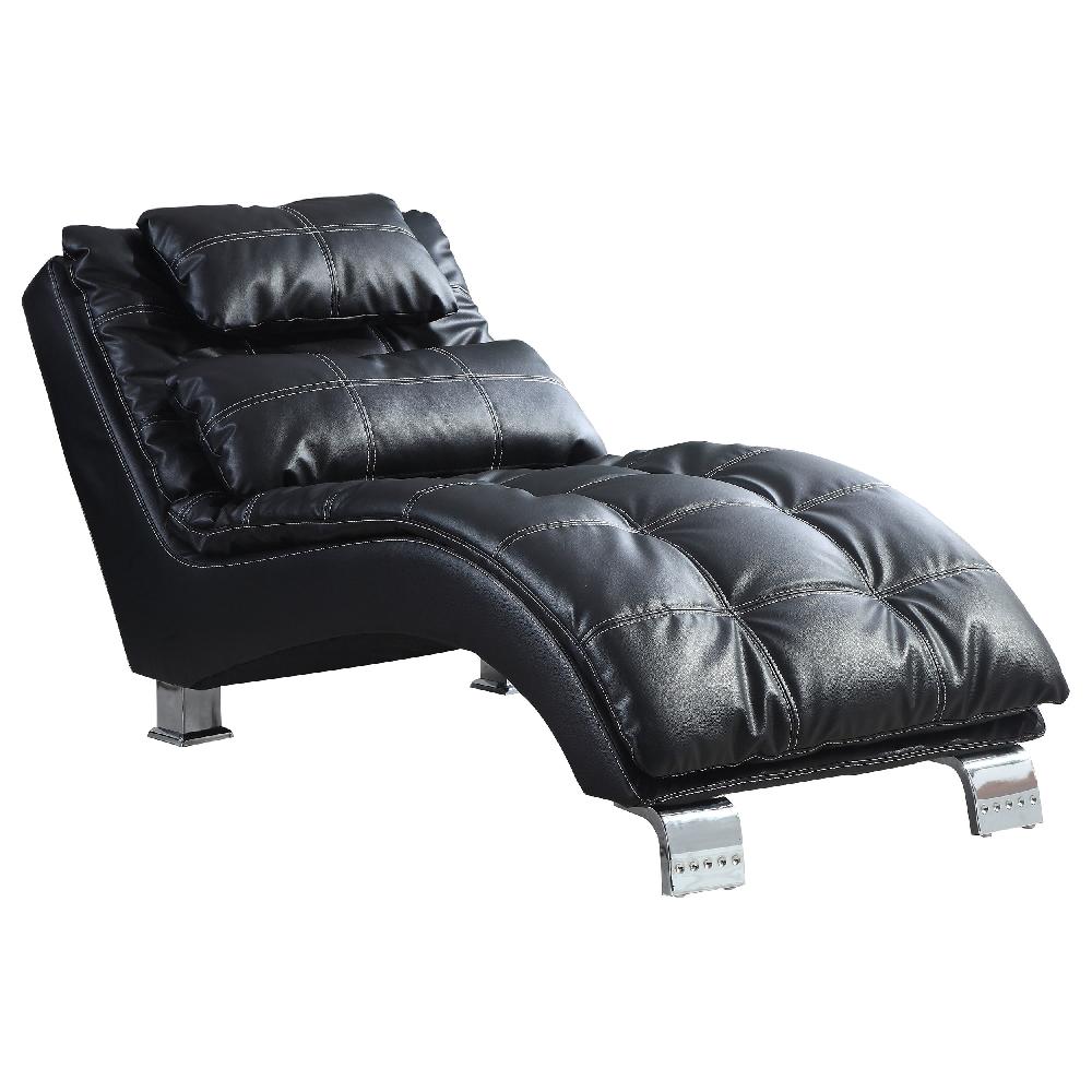 coaster Dilleston Faux Leather Upholstered Tufted Chaise Black