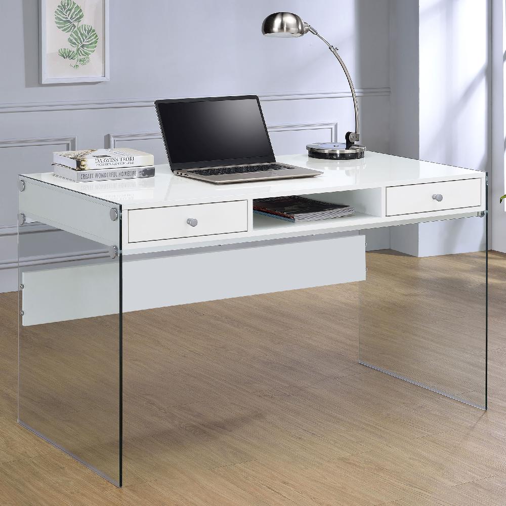 Coaster Dobrev 48-inch 2-drawer Writing Desk White High Gloss