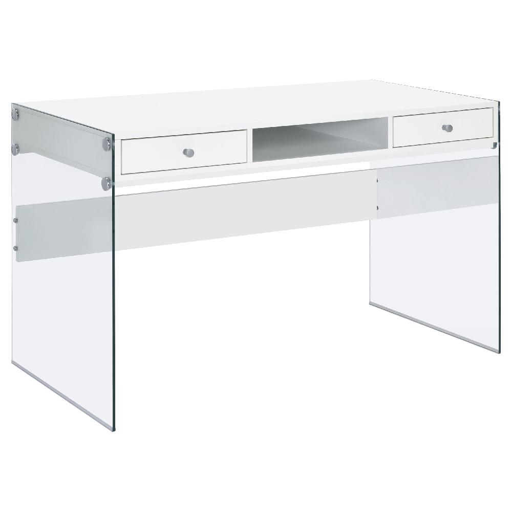 coaster Dobrev 48-inch 2-drawer Writing Desk White High Gloss