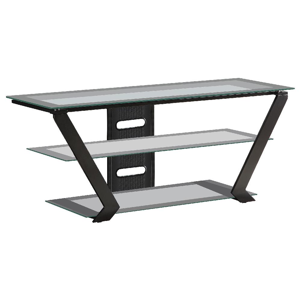 coaster Donlyn 2-tier Metal 50-inch TV Stand with Glass Shelves Black