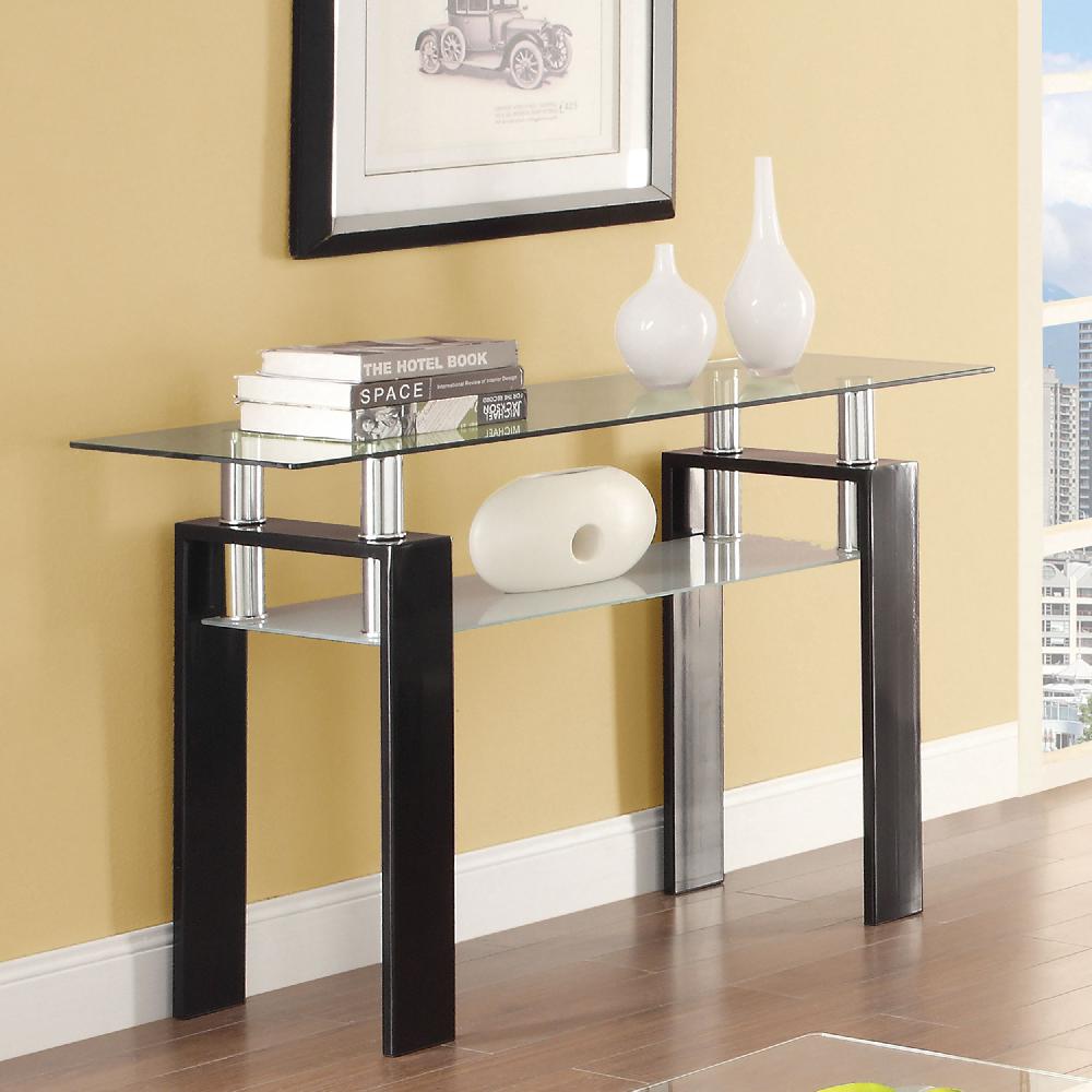 Coaster Dyer Rectangular Glass Top Entryway Sofa Console Table Black