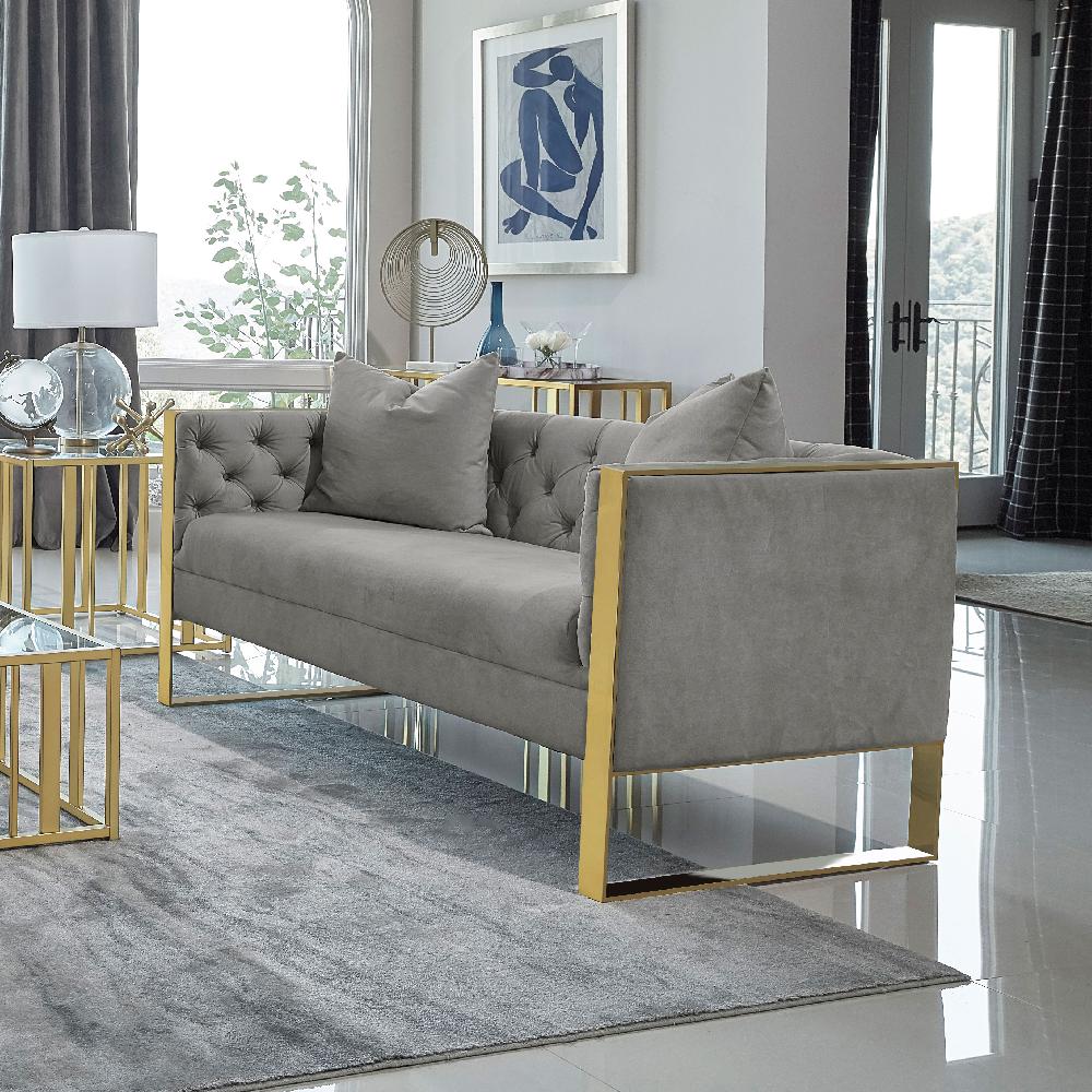 Coaster Eastbrook Velvet Upholstered Tufted Loveseat Grey