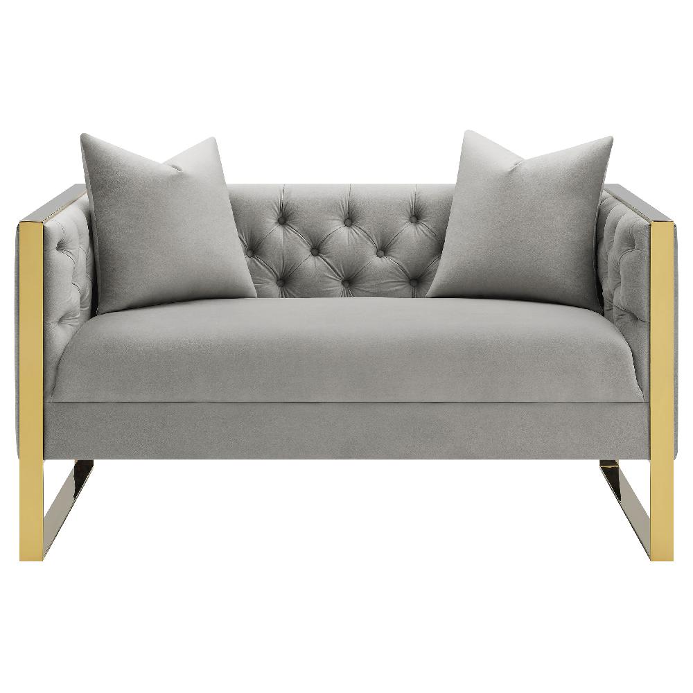 Coaster Eastbrook Velvet Upholstered Tufted Loveseat Grey