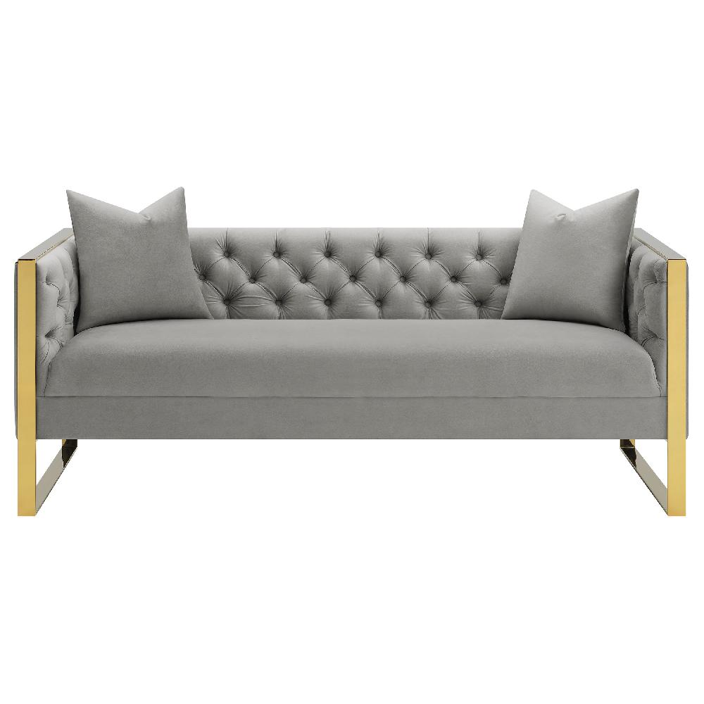 Coaster Eastbrook Velvet Upholstered Tufted Sofa Grey