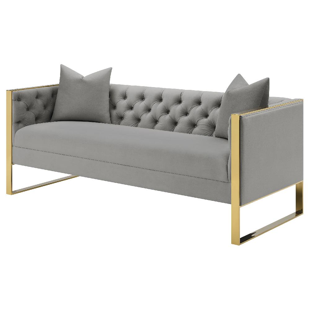 Coaster Eastbrook Velvet Upholstered Tufted Sofa Grey