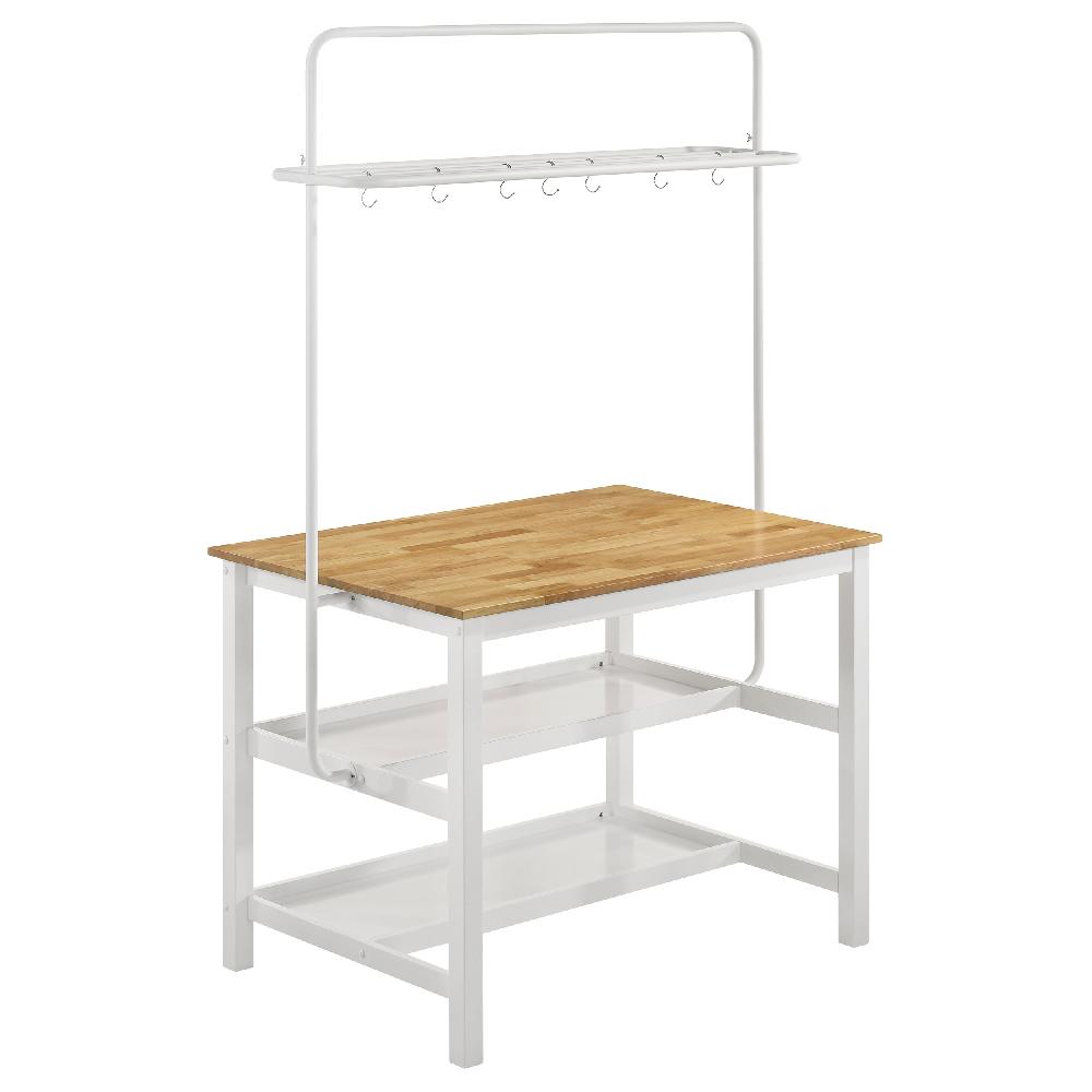 coaster Edgeworth Kitchen Island Counter Table with Pot Rack White
