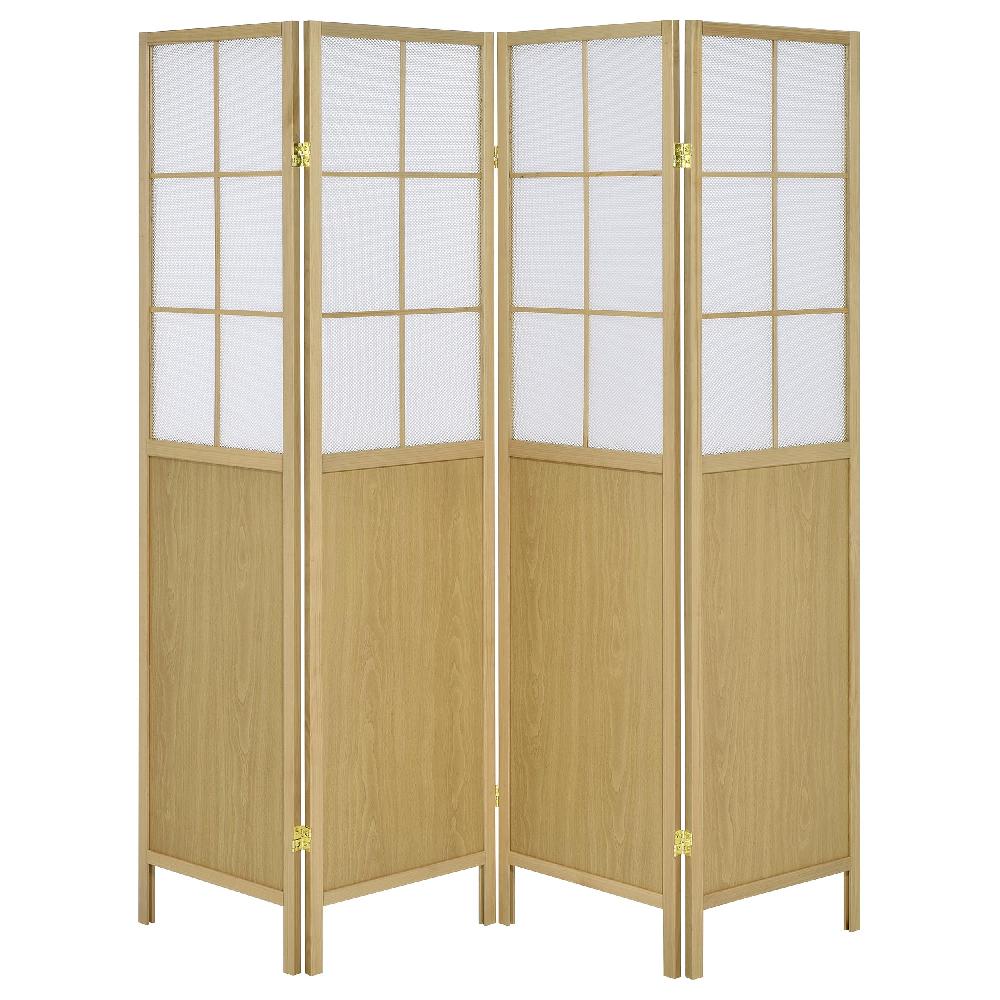 Coaster Edwards 4-Panel Room Divider Folding Shoji Screen Natural