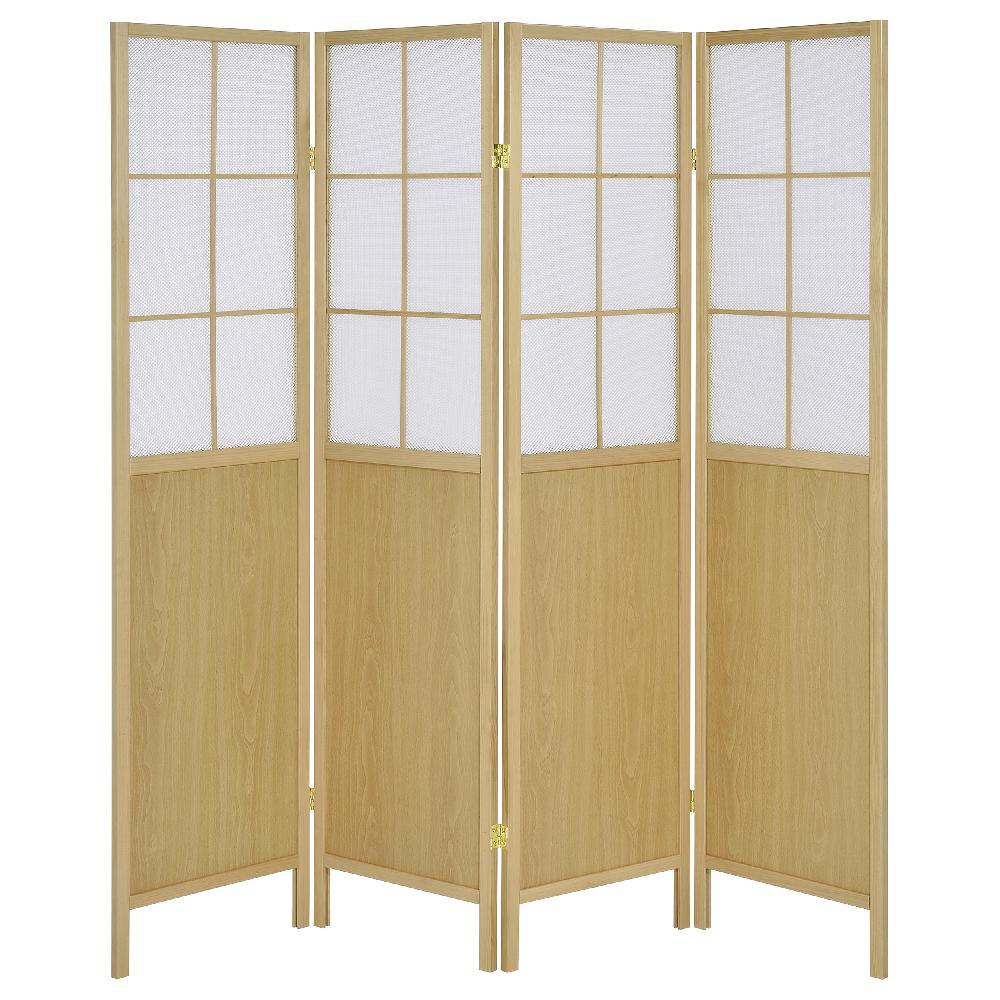 Coaster Edwards 4-Panel Room Divider Folding Shoji Screen Natural