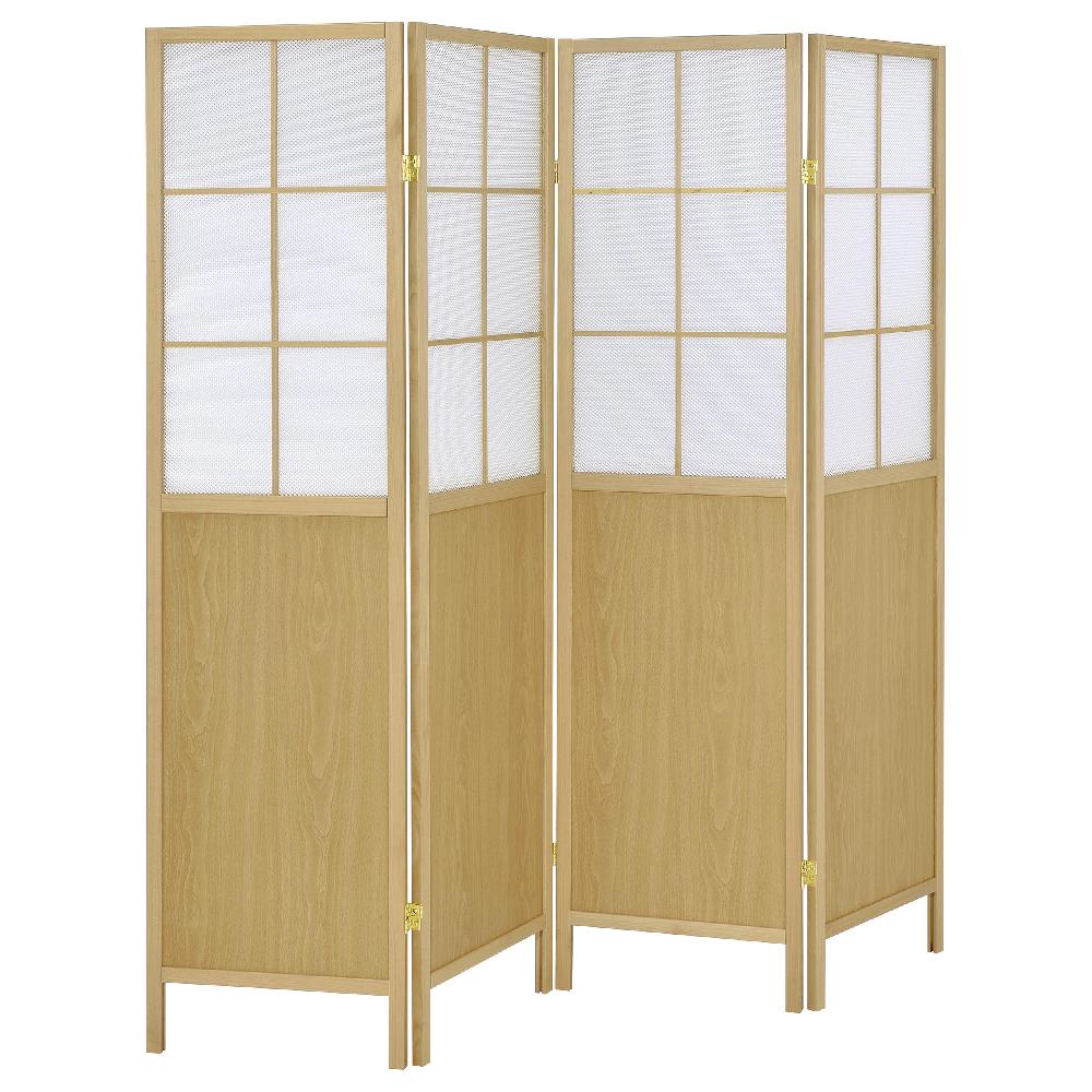 coaster Edwards 4-Panel Room Divider Folding Shoji Screen Natural
