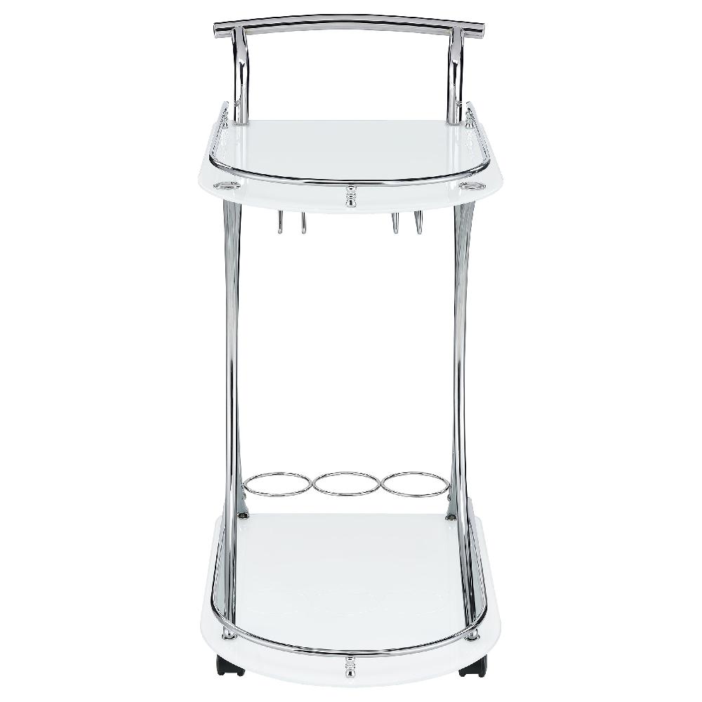 Coaster Elfman 2-tier Glass Shelf Metal Bar Cart White And Chrome