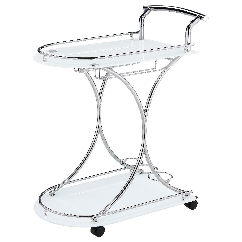 Coaster Elfman 2-tier Glass Shelf Metal Bar Cart White And Chrome