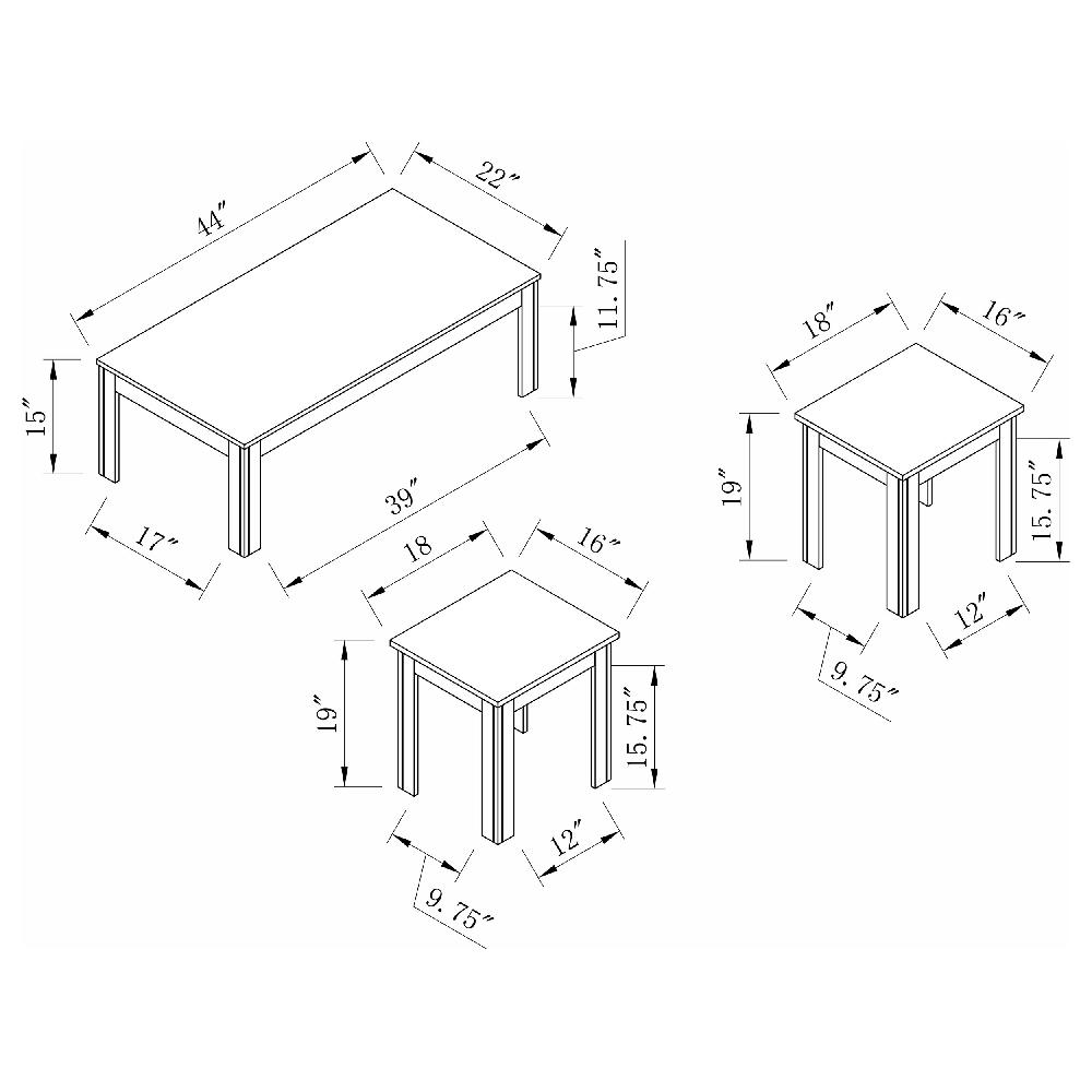 Coaster Elias 3-piece Engineered Wood Coffee Table Set Black