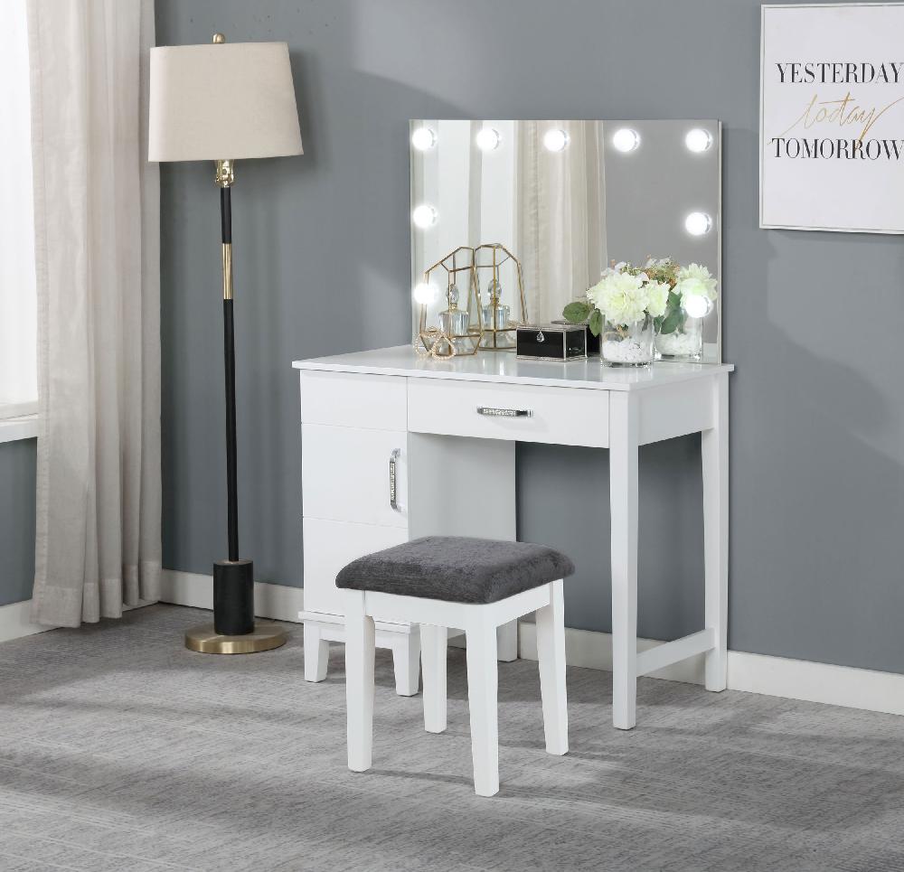 Coaster Elijah Vanity Set With Lighting & Stool White And Dark Grey