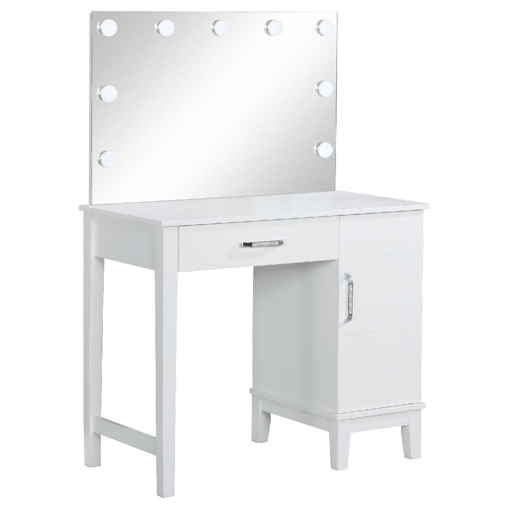 Coaster Elijah Vanity Set With Lighting & Stool White And Dark Grey