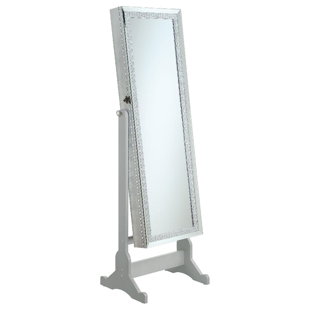 coaster Elle Cheval Mirror with Jewelry Storage Silver