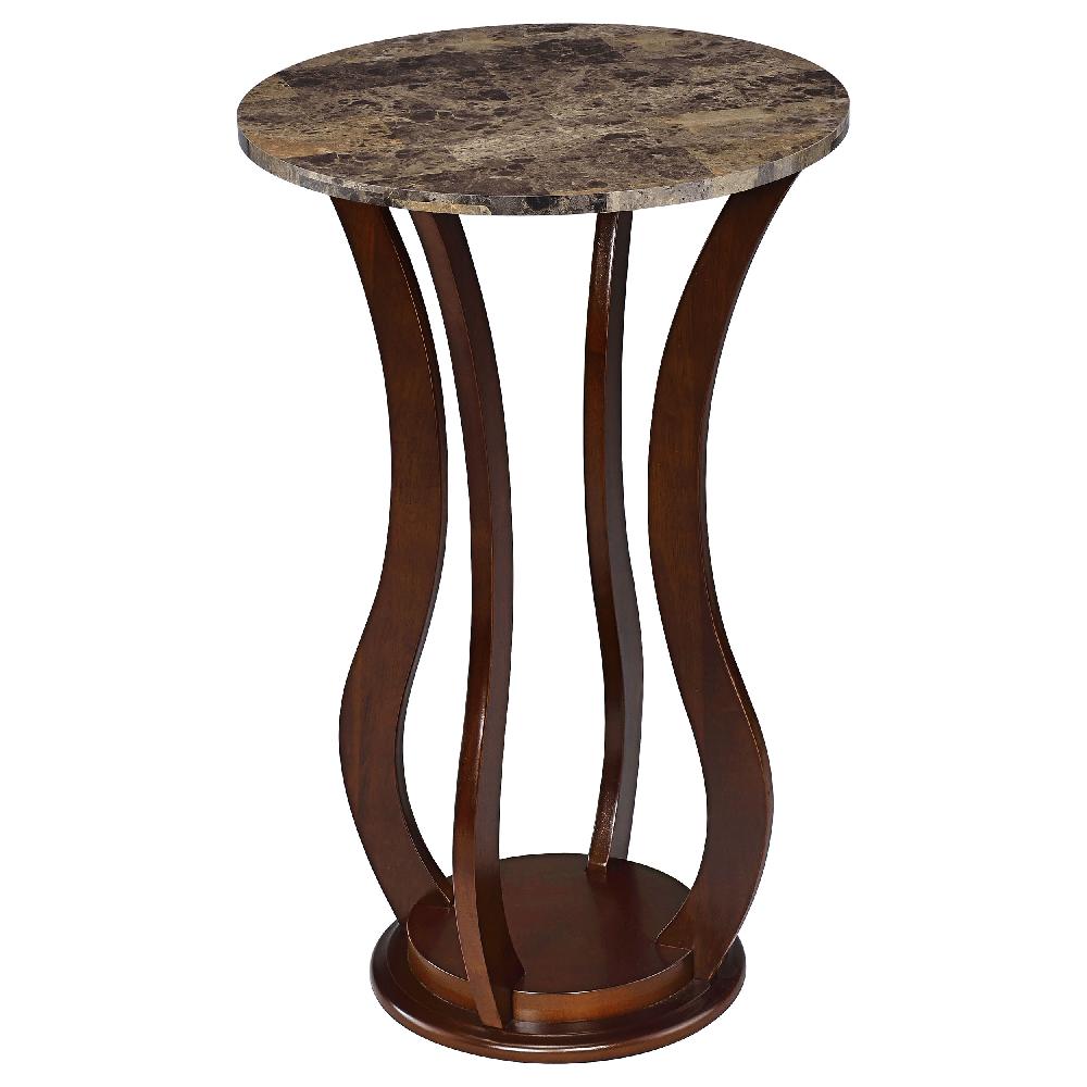 coaster Elton Round Faux Marble Top Plant Stand Brown